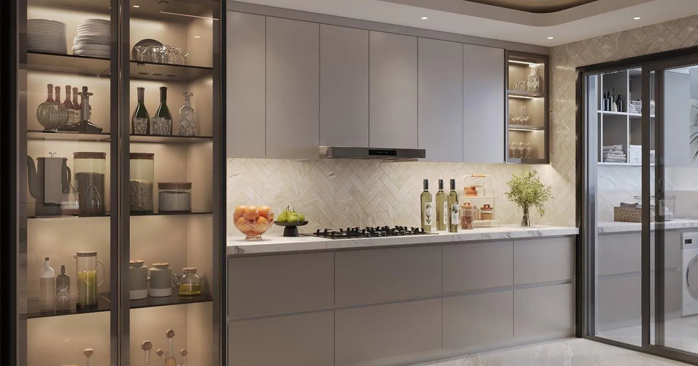 Modern kitchen with tall storage