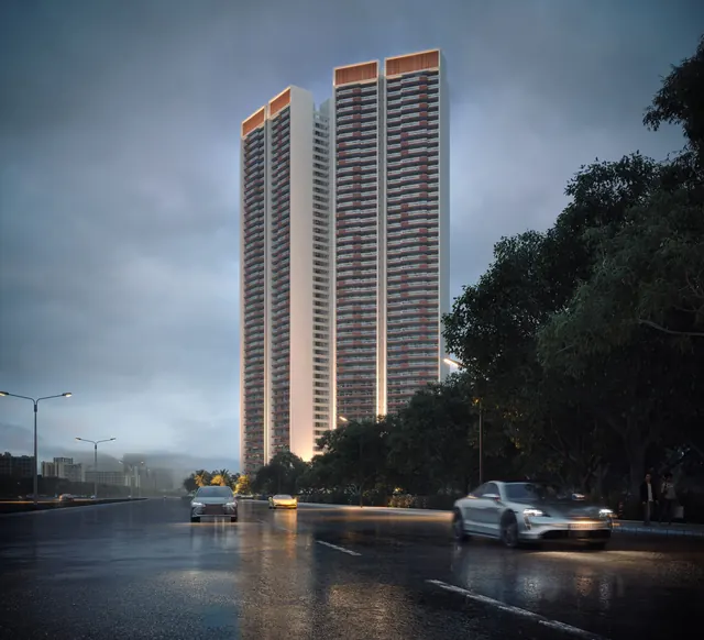Adani The Marq - towers from expressway at dusk thumbnail
