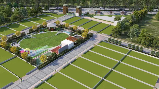 Adani Tatva Estates - aerial render of plots and park thumbnail