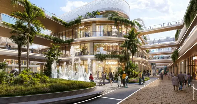 AIPL Joy District - internal retail boulevard with fountain thumbnail