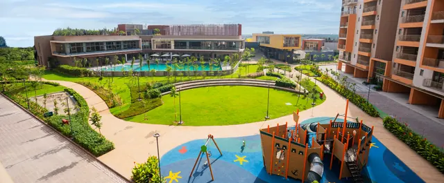 Ashiana Amarah - clubhouse, lawn and play area aerial (real photo) thumbnail