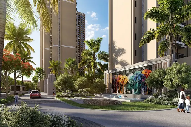 ATS HomeKraft Sanctuary 105 - landscaped driveway with art installation thumbnail