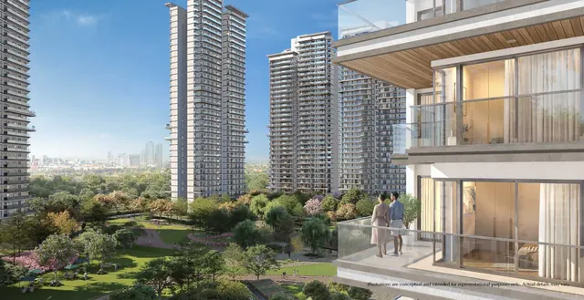Emaar Serenity Hills Gurugram - balcony view of towers and greens render thumbnail