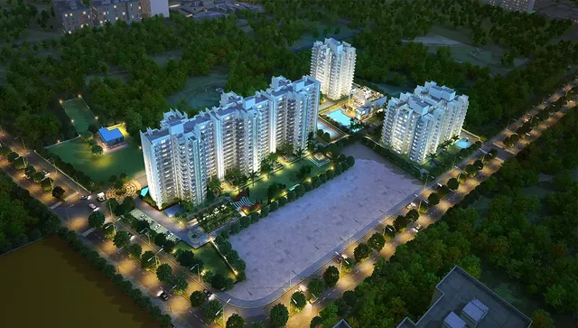 Godrej Aria - aerial view at night thumbnail