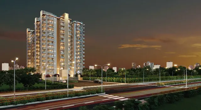 Godrej Suprema - tower exterior at dusk thumbnail