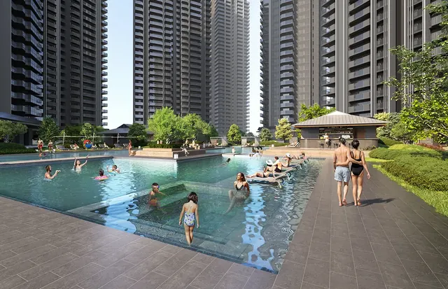 Krisumi Waterside Residences - main pool with towers thumbnail