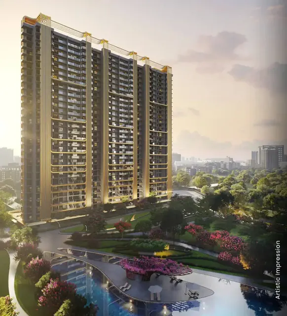 M3M Crown - towers over landscaped gardens (portrait) thumbnail
