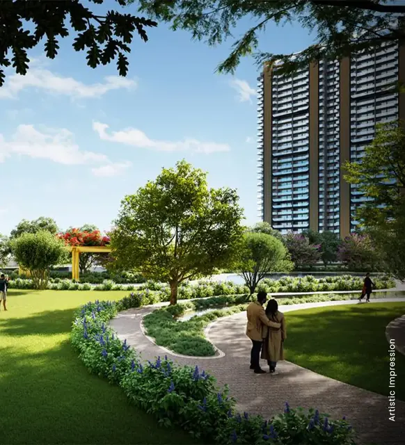 M3M Crown - landscaped garden walk thumbnail