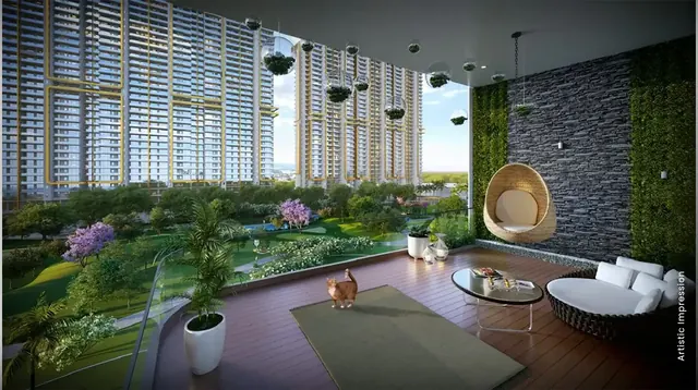 M3M Mansion - balcony view over towers and gardens thumbnail