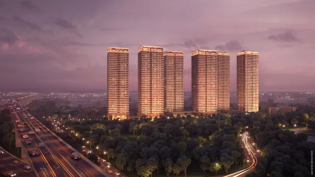 Max Estates 360 - towers lit at night with expressway (render) thumbnail