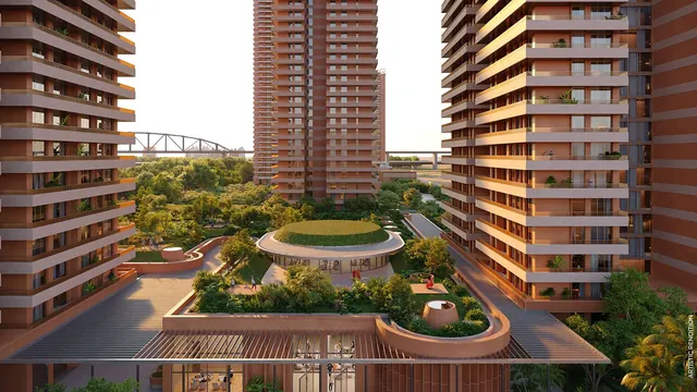 Max Estates 361 - Elevated view of the central podium garden between towers thumbnail