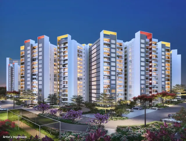 Shapoorji Joyville - towers elevation at dusk thumbnail